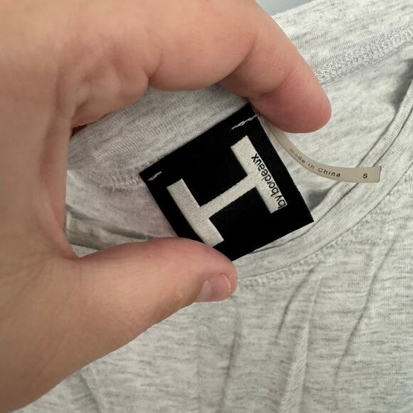 H by Bordeaux Light Heather Gray Open Sleeve Top Women's Size Small Crewneck - Picture 4 of 6